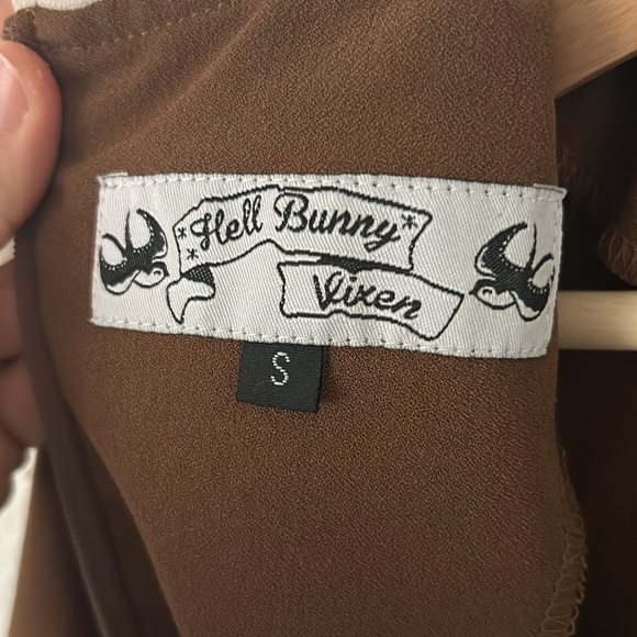 Hell Bunny Vixen Dress in Brown White Black Sz S White is Drab Trashy Diva - Picture 11 of 13